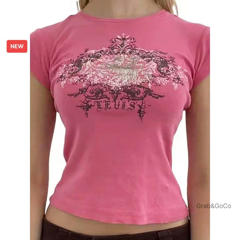 Vintage Y2K Graphic Crop Top Soft Stretchy Grunge Chic Kids Tee